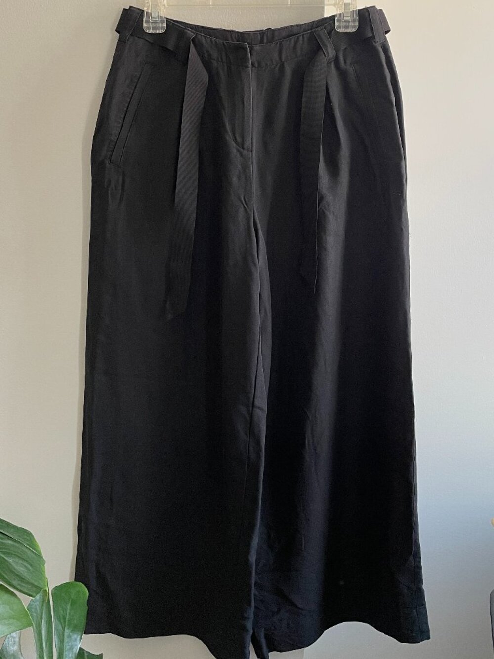 Vintage black silk and wool wide leg pants